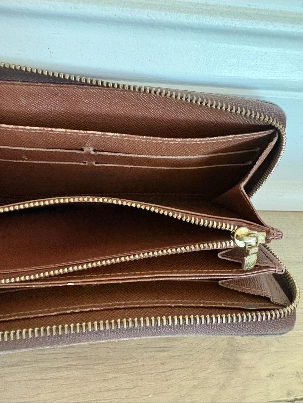 Louis Vuitton Monogram Canvas Zip Around Wallet in Brown